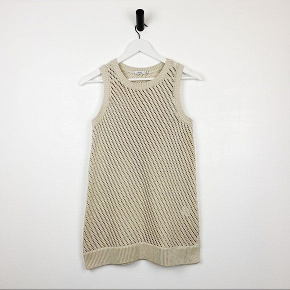 Vince Women's Natural Mesh Stitch Cotton Tank Top - Picture 4 of 16